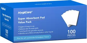 100 Count Super Absorbent Commode Pads for Bedside Commode Chairs, Bed Pans, and Portable Toilets, Fits Commode Liners and Bedpan Liners, for Adults, Seniors, Medical Care, and Camping