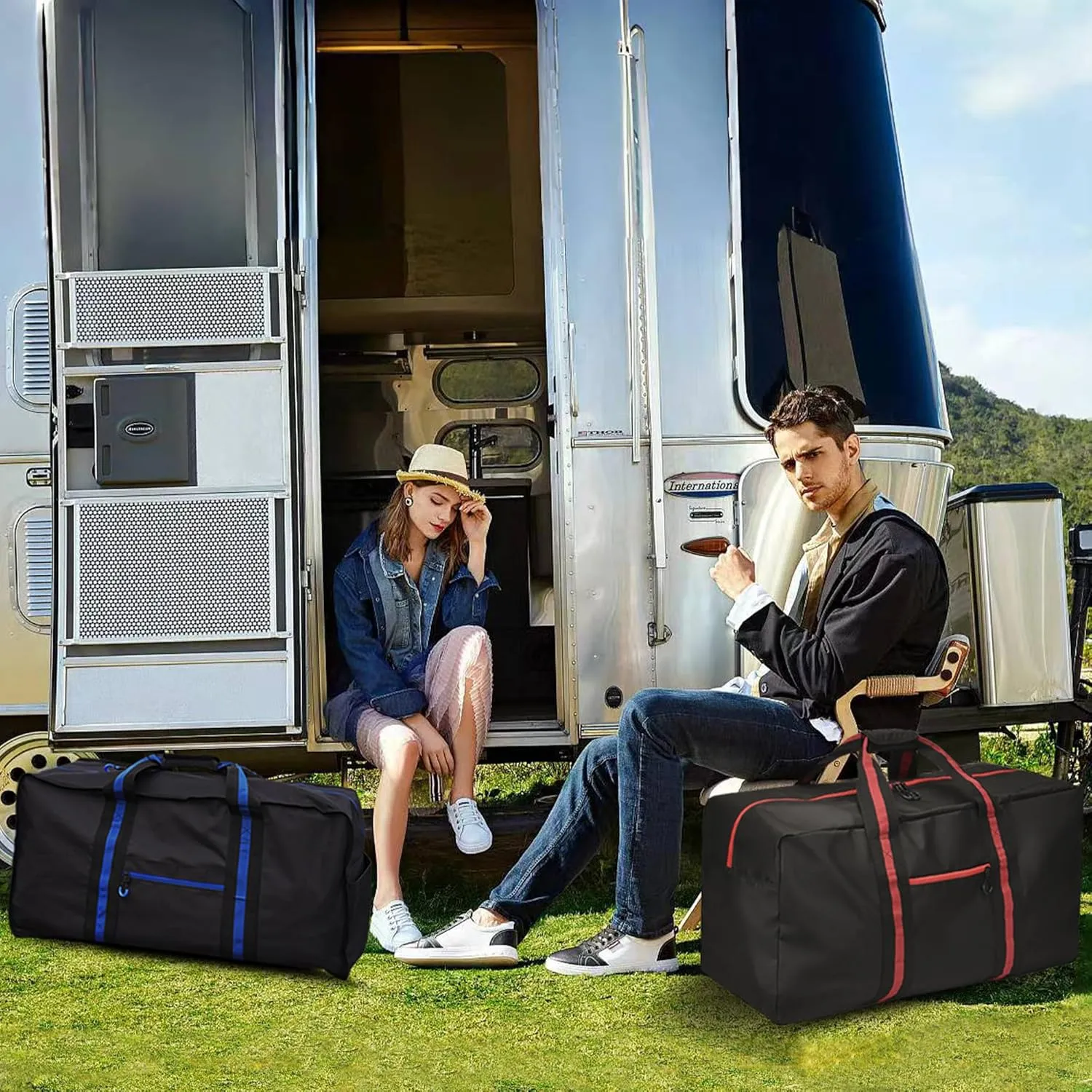 100L Large Duffle Bag for Travel 31.1” Diffle Bag - Overnight Weekender Camping, Storage for Men Women, Navy Blue