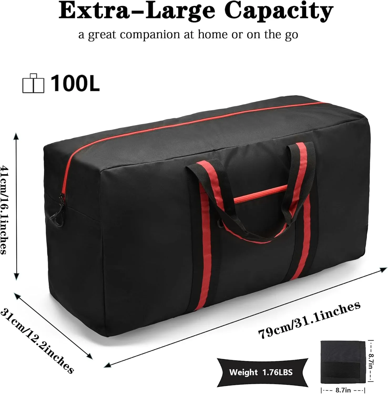 100L Large Duffle Bag for Travel 31.1” Diffle Bag - Overnight Weekender Camping, Storage for Men Women