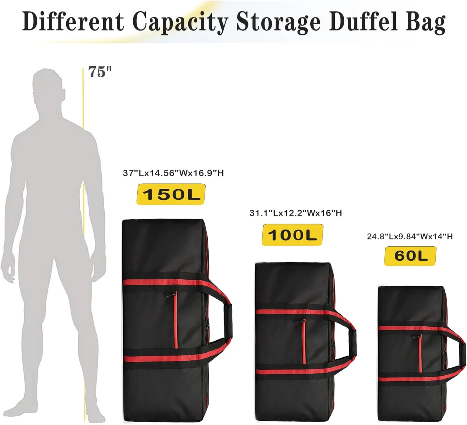100L Large Duffle Bag for Travel 31.1” Diffle Bag - Overnight Weekender Camping, Storage for Men Women