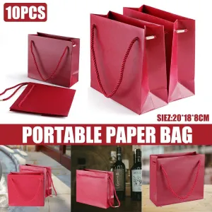 10PCS Red Tote Bags Durable Reusable Shopping Bags for Groceries and Gifts