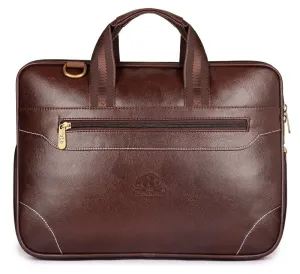 15.6-Inch Faux Leather Laptop Bag - Expandable, Stylish | For Laptops Up to 14" | Chestnut Brown