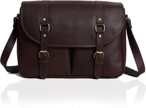 16 Inch Handmade Leather Messenger Bag for Men, Office Crossbody Bag, Vintage Genuine Leather Laptop Briefcase, Computer College Retro Satchel Bag For Men And Women