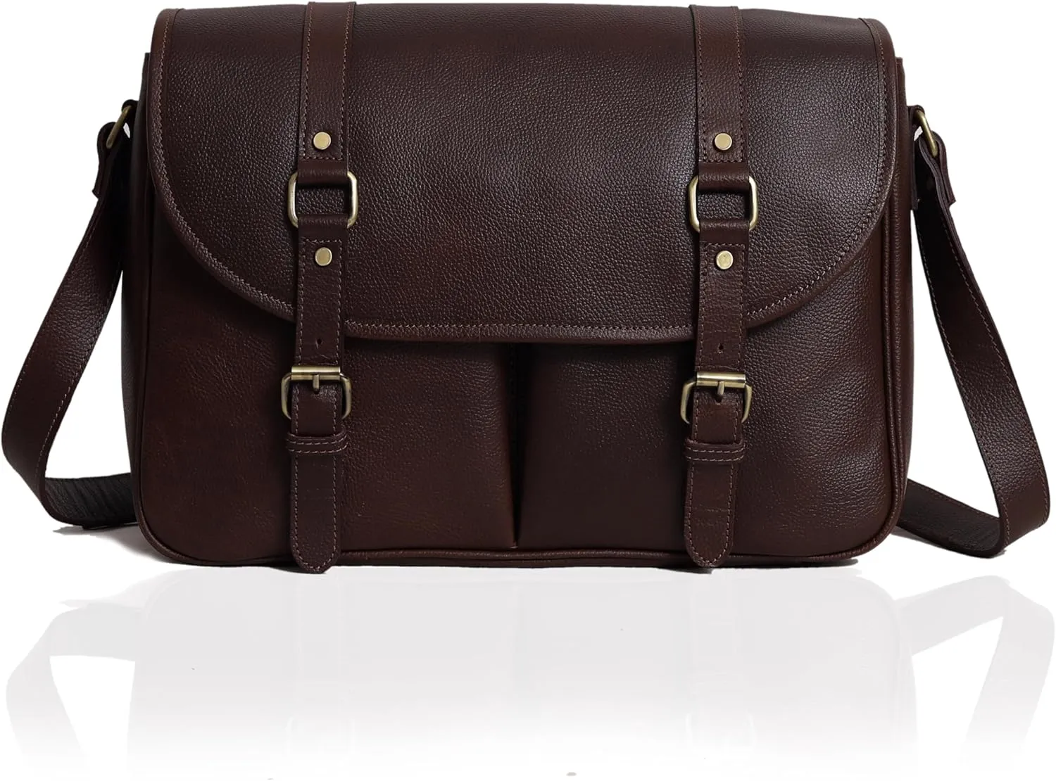 16 Inch Handmade Leather Messenger Bag for Men, Office Crossbody Bag, Vintage Genuine Leather Laptop Briefcase, Computer College Retro Satchel Bag For Men And Women