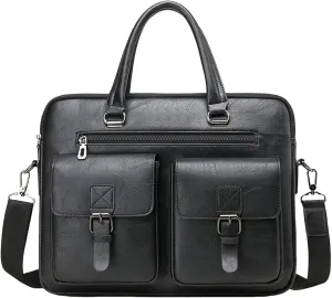 16 Inch Leather Briefcase, Laptop Messenger Bag, Office Satchel Bag, Handbag, Shoulder Bag