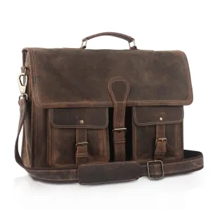 18" Leather Briefcase – Laptop Messenger Bag | Office Satchel