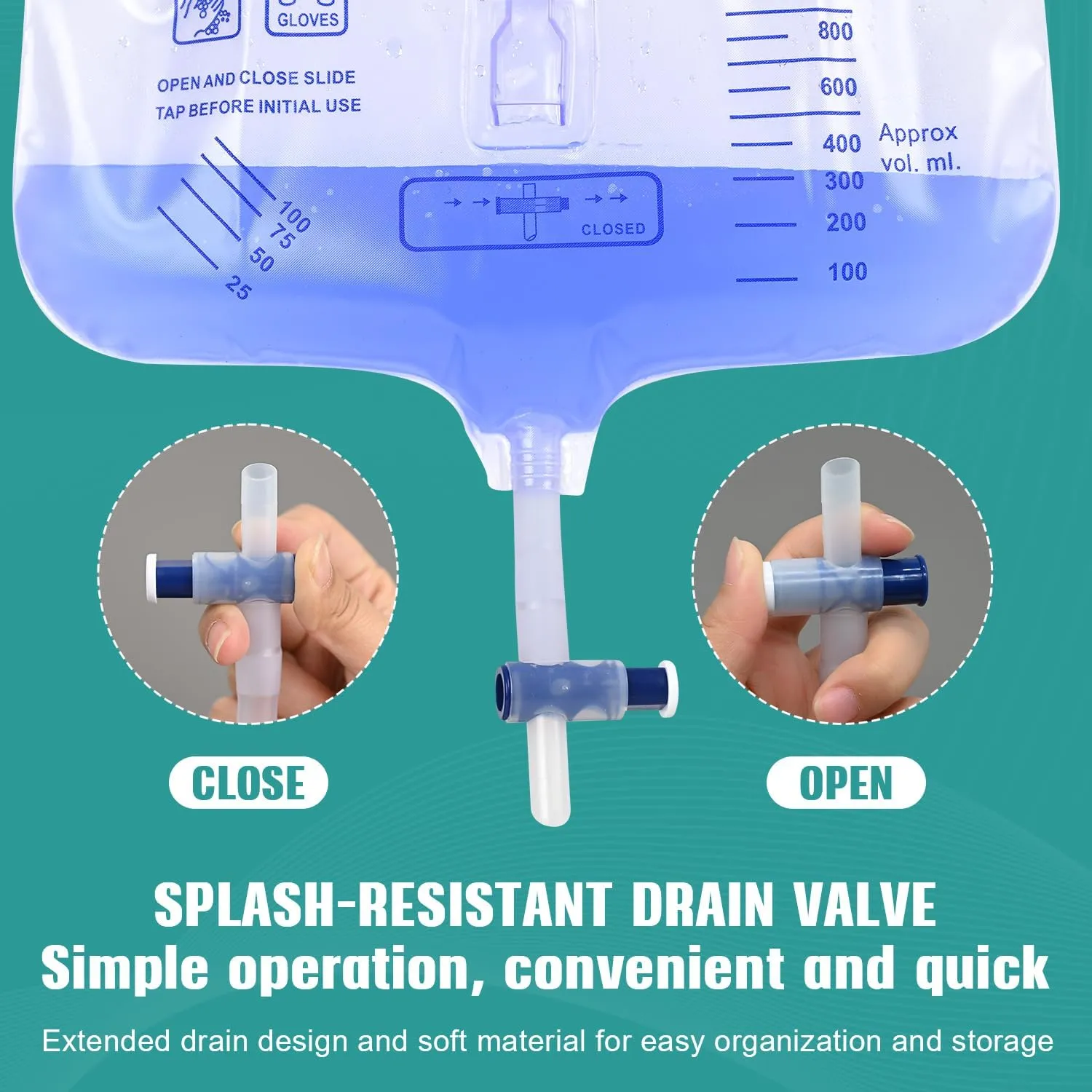 2 Pack Urinary Drainage Bag with Anti-Reflux Chamber, 4000ml Large Capacity, 48" Drainage Tube, Professional Urine Bags with Clips and Hanging Hook, Catheter Bags for Men