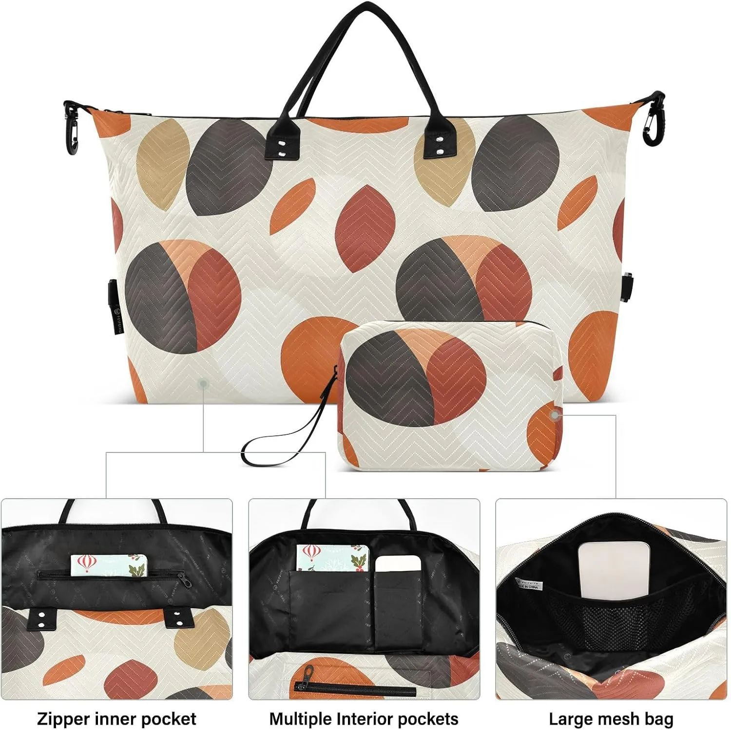 2-Piece Travel Organizer Set - Wave Quilted Expandable Duffel Bag with Detachable Toiletry Pouch, TSA-Compliant Carry-On for Gym/Camping/Airplane, Color Block (18)