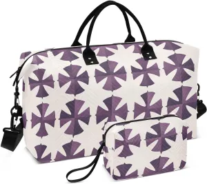 2-Piece Travel Organizer Set - Wave Quilted Expandable Duffel Bag with Detachable Toiletry Pouch, TSA-Compliant Carry-On for Gym/Camping/Airplane, Cross Symbol