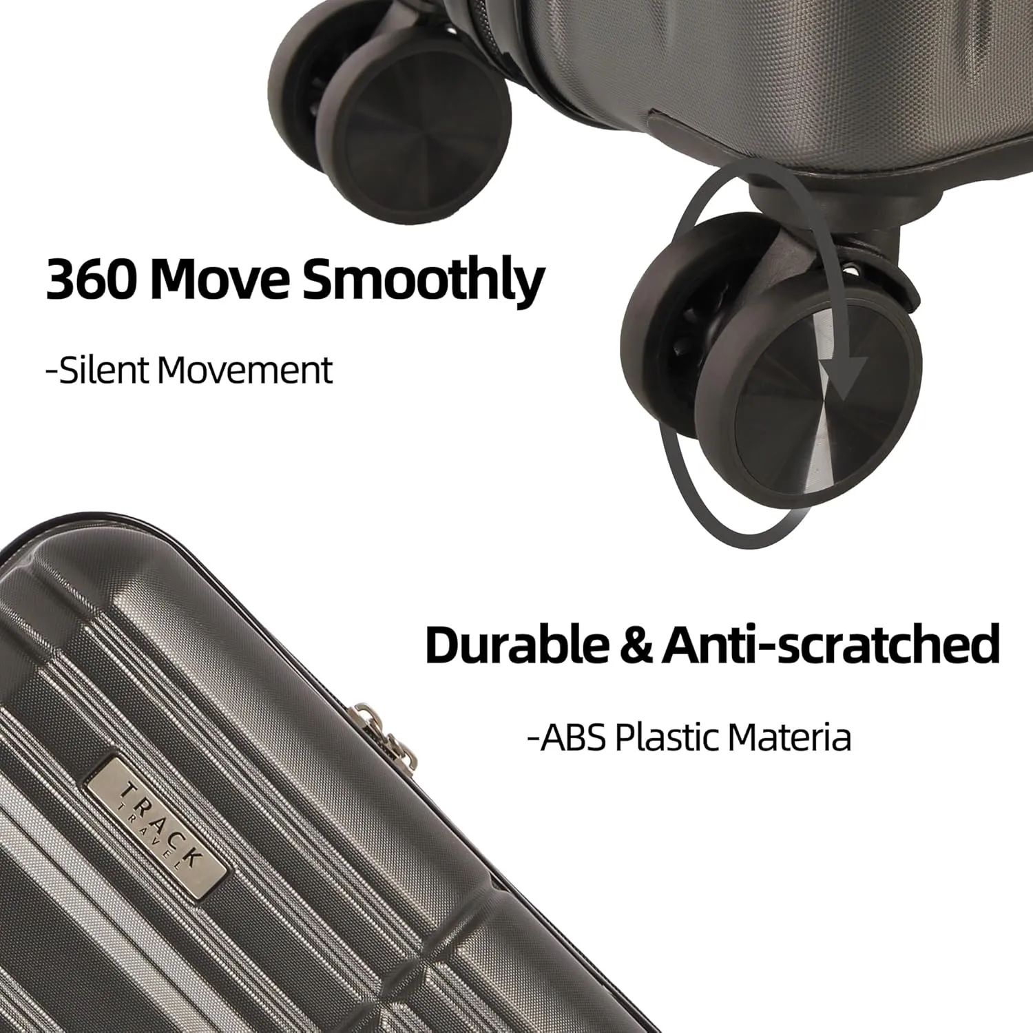3 Piece Luggage Set ABS PC Expandable Hardshell TSA Lock Aluminum Trolley Spinner Wheels (Dark Grey, 6 Piece Set)