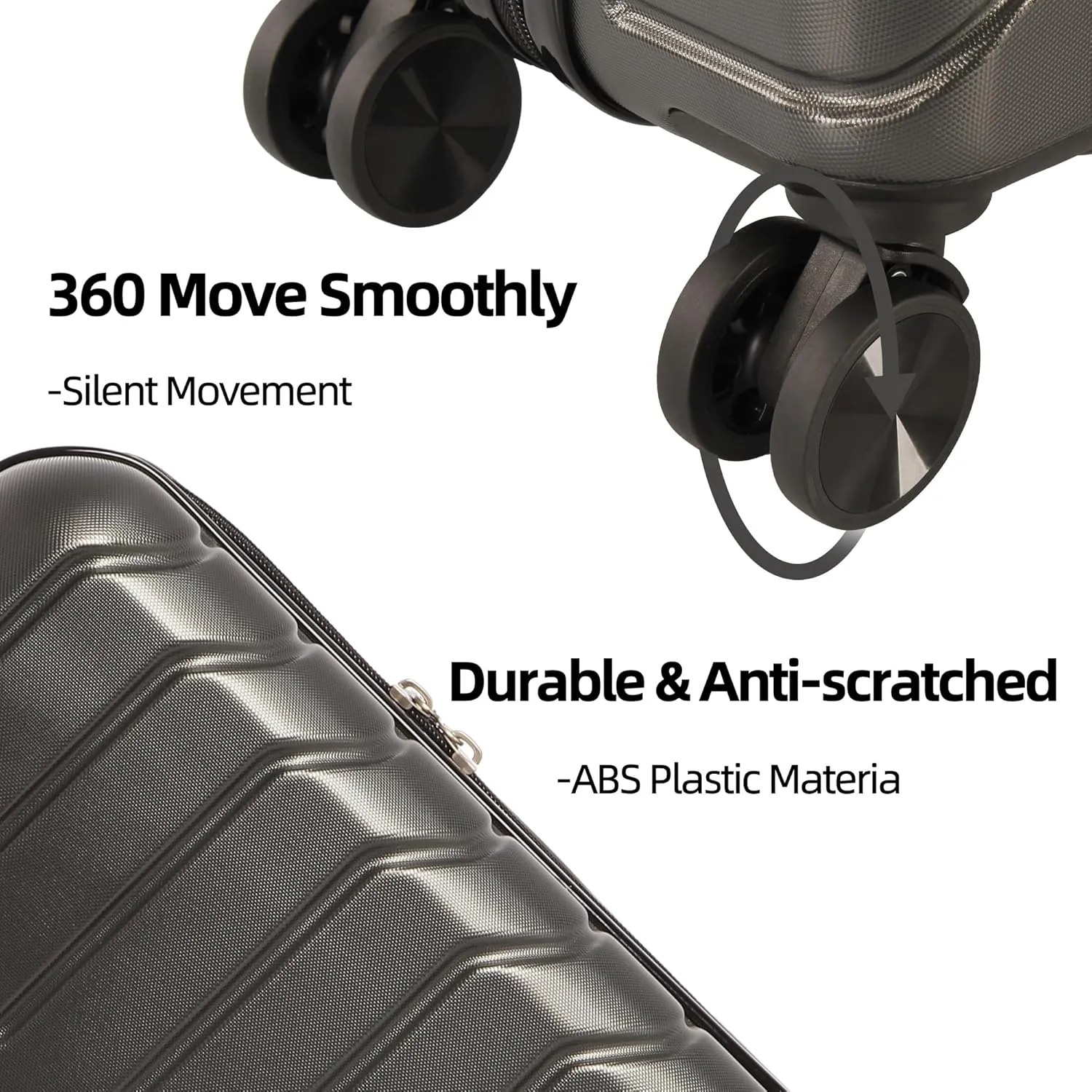 3 Piece Luggage Set ABS PC Expandable Hardshell TSA Lock Aluminum Trolley Spinner Wheels (Dark Grey, 6 Piece Set)