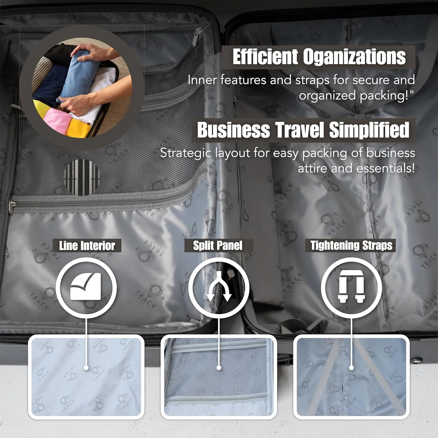 3 Piece Luggage Set ABS PC Expandable Hardshell TSA Lock Aluminum Trolley Spinner Wheels (Dark Grey, 6 Piece Set)