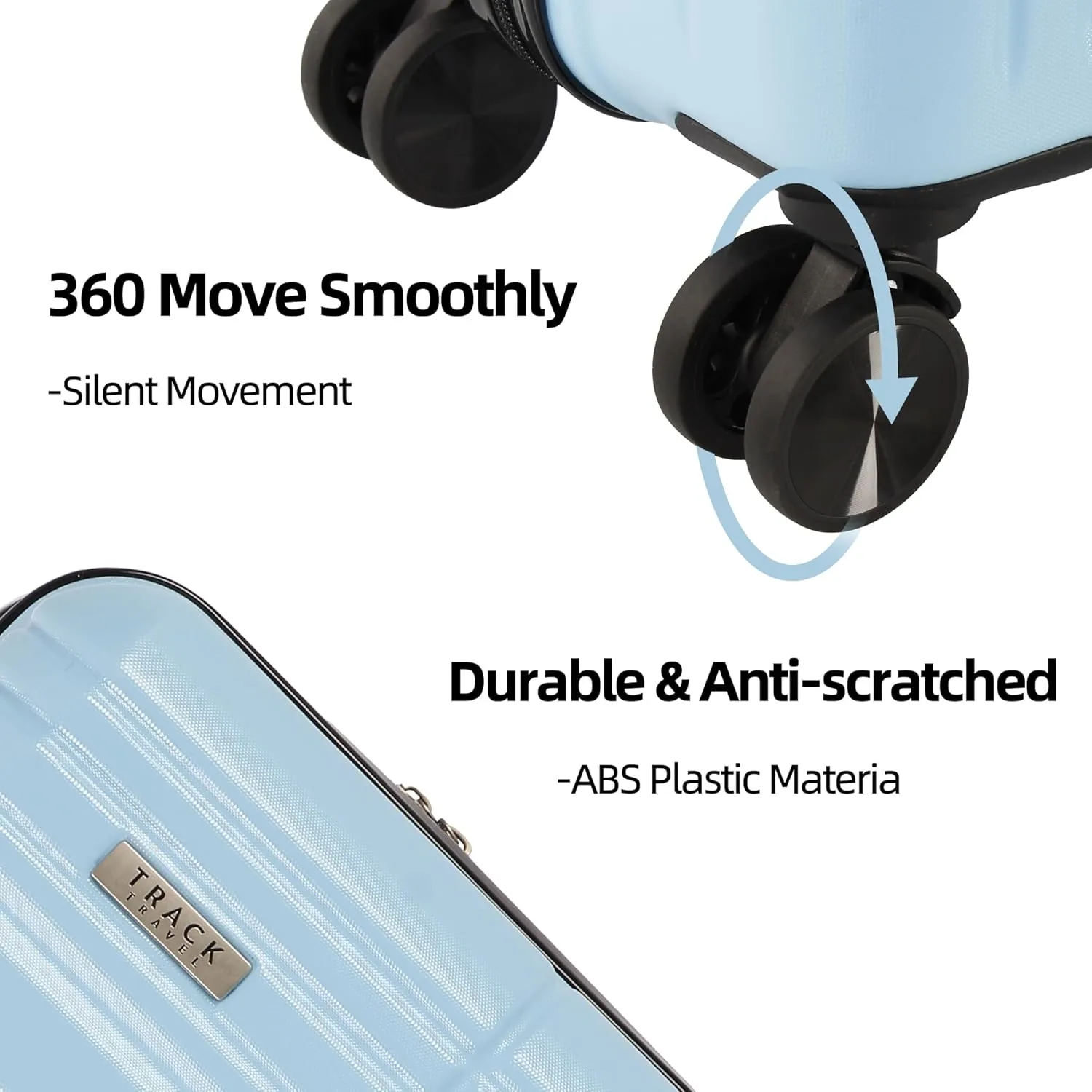 3 Piece Luggage Set ABS PC Expandable Hardshell TSA Lock Aluminum Trolley Spinner Wheels (Sky Blue, 6 Piece Set)