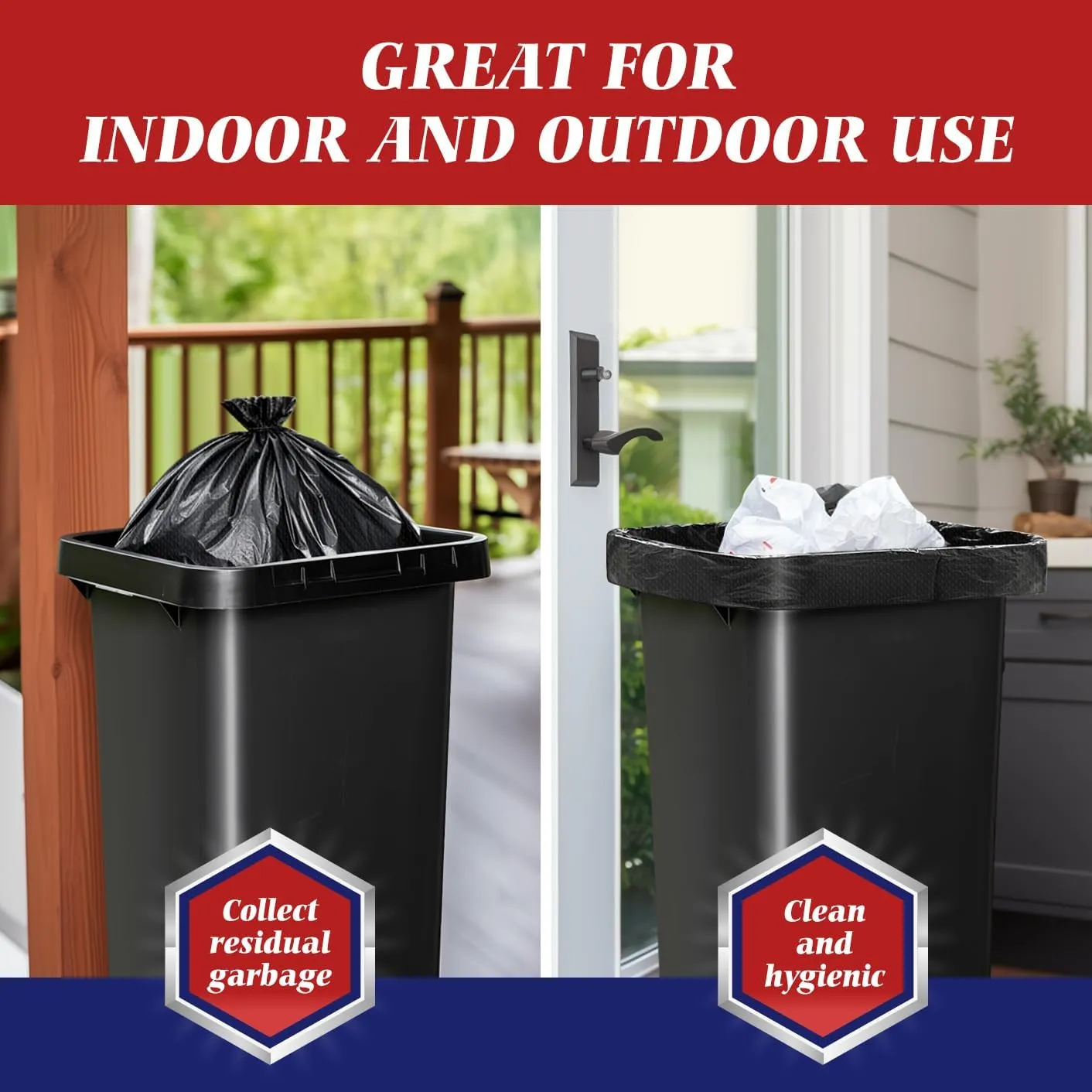30-33 Gallon 100 Counts Large Trash Bags w/Ties Heavy Duty Garbage Bags, Large Trash Can Liners for Home, Kitchen, Office, Light Residential or Commercial Waste, Outdoor Lawn and Leaf Bags, Black