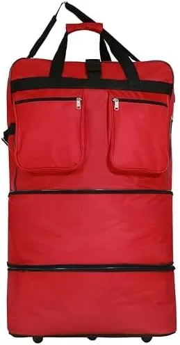 30" Duffle Bag Expandable Rolling Lightweight Wheeled Spinner Suitcase Luggage (2 Pack) for Travel and Storage (Red)