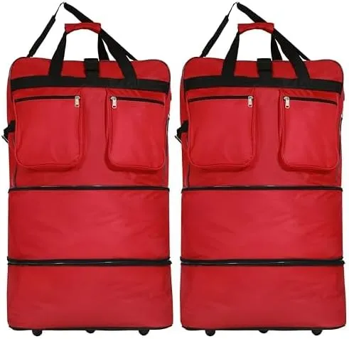 30" Duffle Bag Expandable Rolling Lightweight Wheeled Spinner Suitcase Luggage (2 Pack) for Travel and Storage (Red)