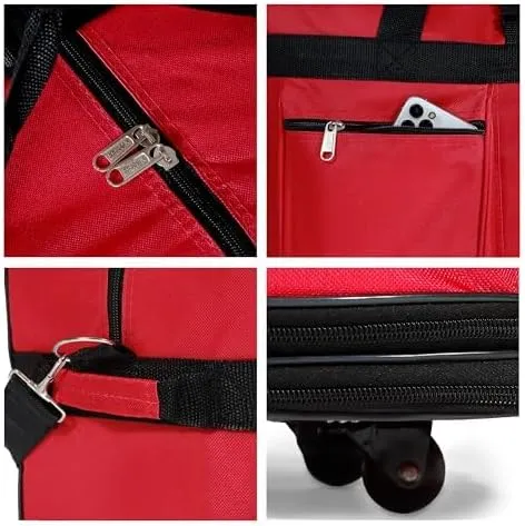30" Duffle Bag Expandable Rolling Lightweight Wheeled Spinner Suitcase Luggage (2 Pack) for Travel and Storage (Red)