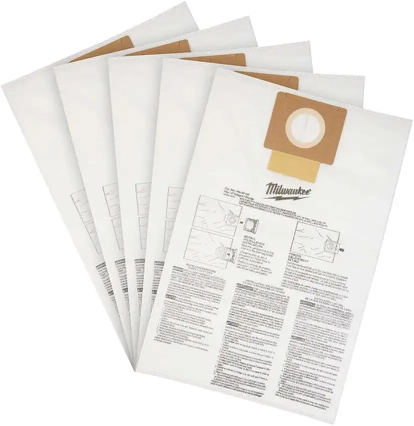 49-90-1979 6 Gallon Vacuum Fleece Dust Bags For Milwaukee (5PC)