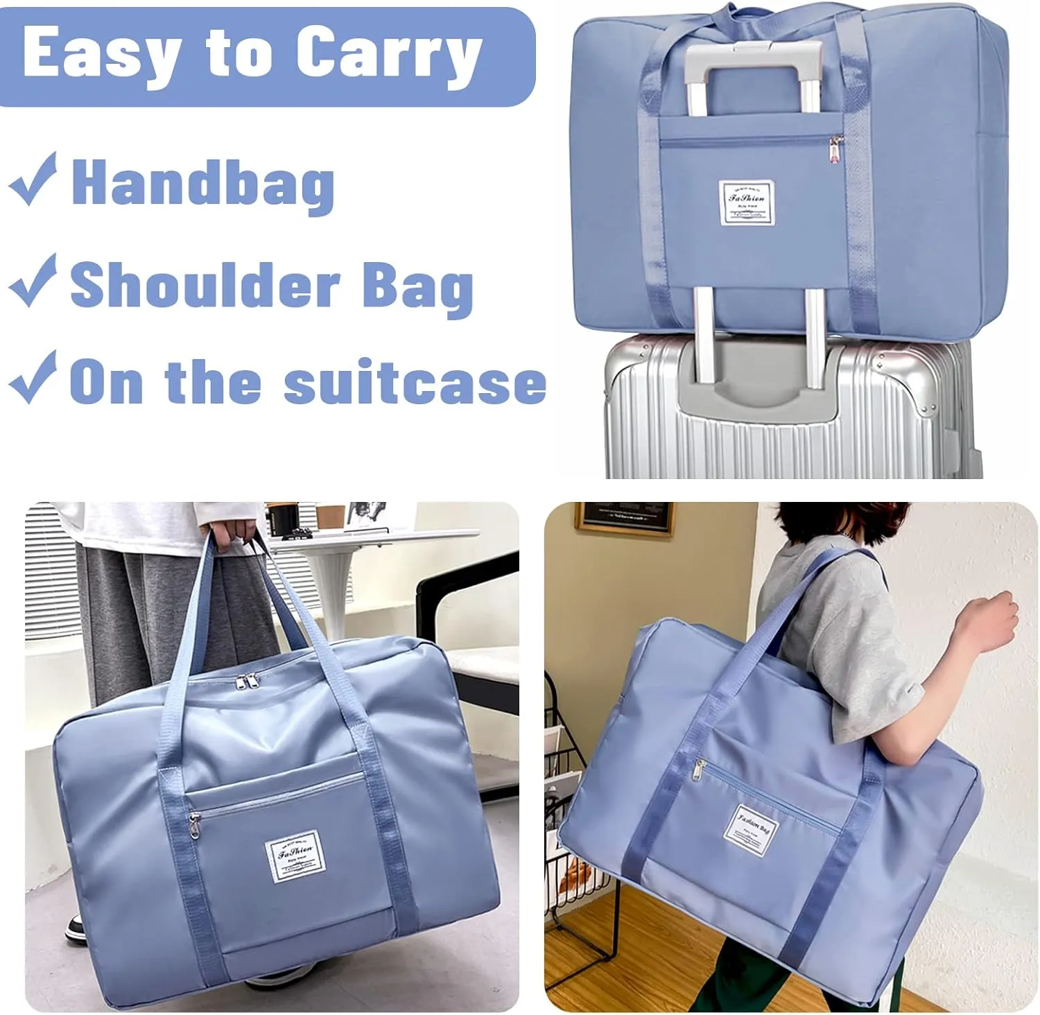 4PCS Duffel Bags for Traveling Women Sports Gym Tote Bag Water Resistant Travel Carry on Duffel Bag Weekend Overnight Bag (4 Colors)