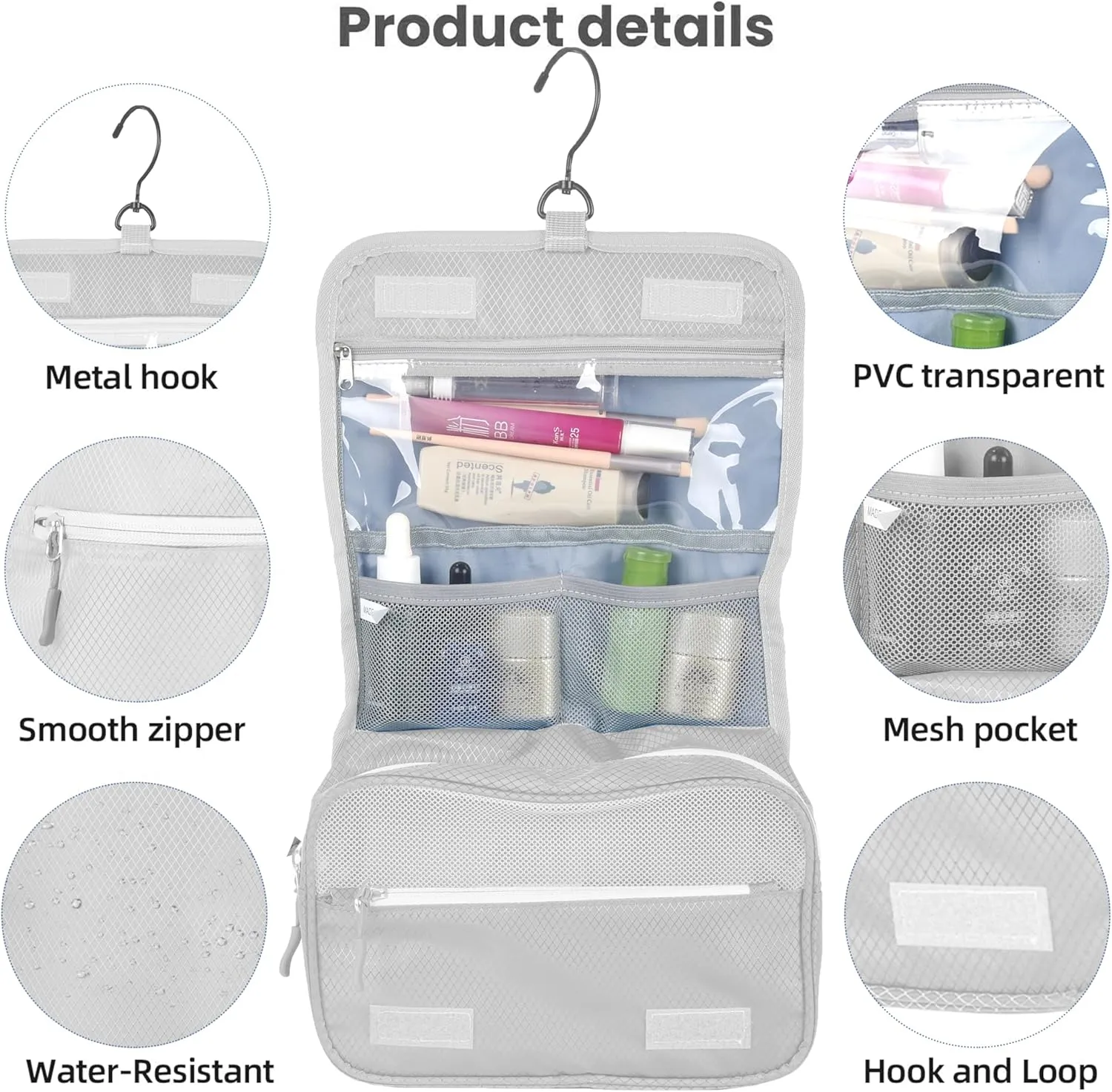 8 Set Expandable Compression Packing Cubes for Suitcases Travel Essentials Carry On Waterproof Storage Bag With Dry And Wet Separation Silvery