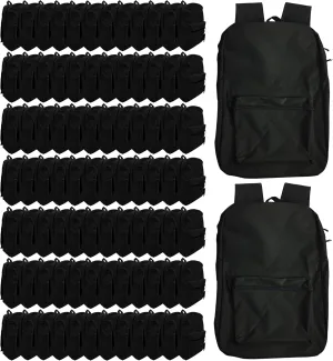 96 Pack Bulk Backpacks | 17-Inches | Wholesale Bundle for Men Women | Zippered Travel Hiking Corporate Bag (Black)