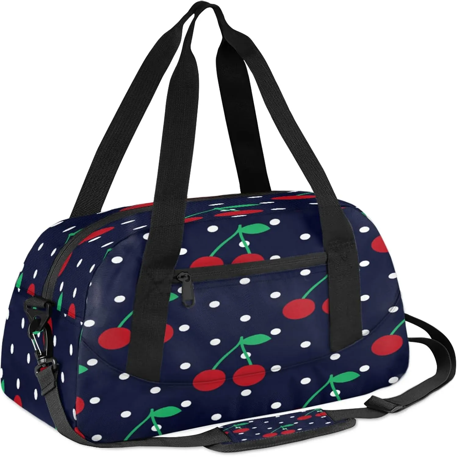 Abstract Cherry Pattern Kids Duffel Bag Lightweight Waterproof Sports Gym Bag with Front Zipper Pocket Foldable Weekender Overnight Bag for School Practice Gymnastic Ballet
