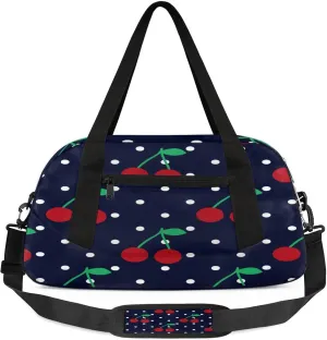 Abstract Cherry Pattern Kids Duffel Bag Lightweight Waterproof Sports Gym Bag with Front Zipper Pocket Foldable Weekender Overnight Bag for School Practice Gymnastic Ballet
