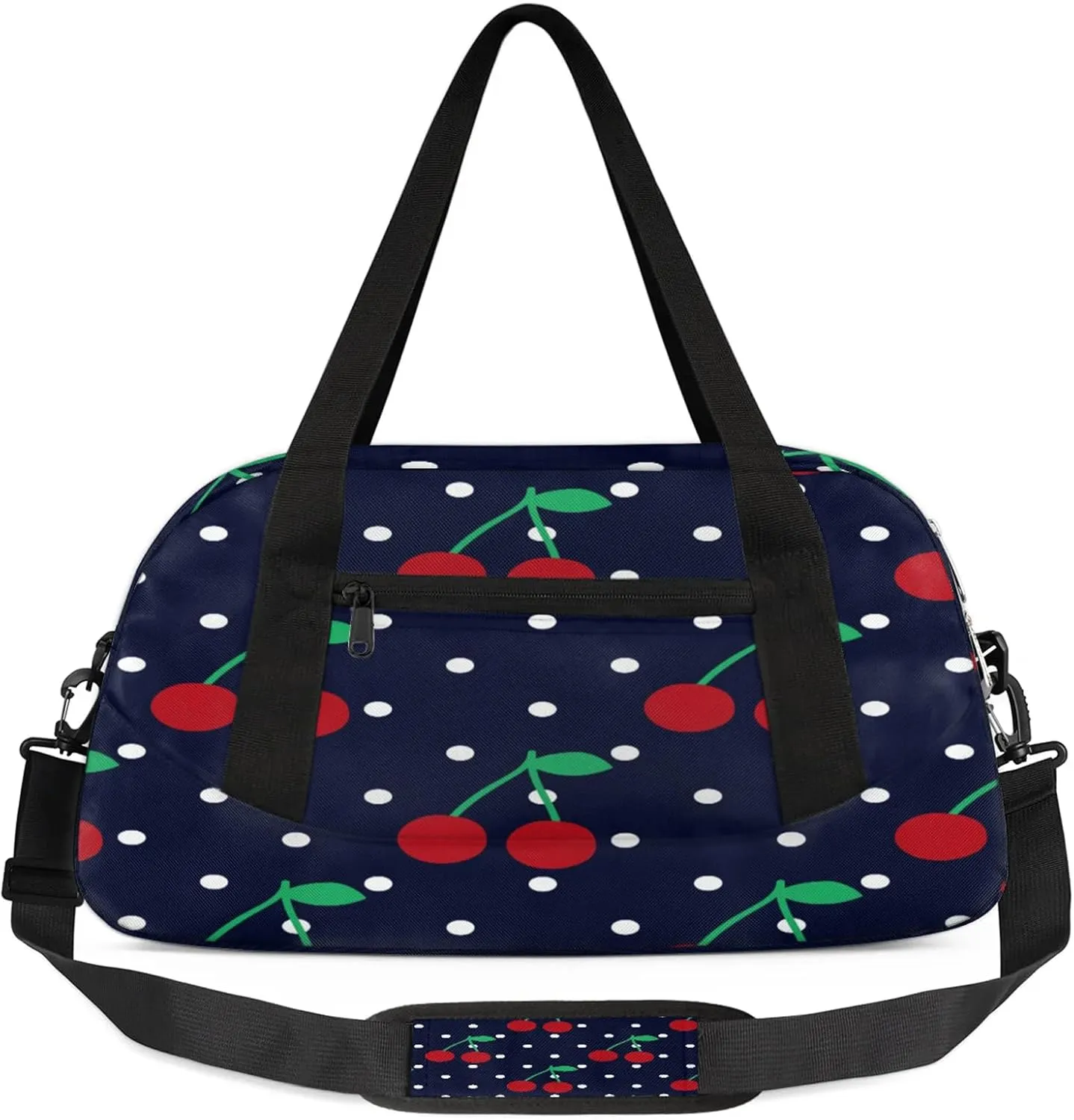 Abstract Cherry Pattern Kids Duffel Bag Lightweight Waterproof Sports Gym Bag with Front Zipper Pocket Foldable Weekender Overnight Bag for School Practice Gymnastic Ballet