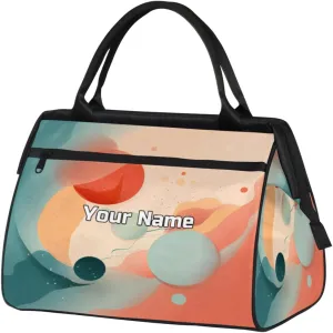 Abstract Circular Travel Duffel Bag, Personalized Sports Gym Bag Custom for Women and Men Waterproof Overnight Weekender Carry On Tote Bags for Airplanes, Traveling, Gym, Football, Hospital Bag