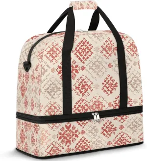 Abstract Flora Boho Prints Travel Duffle Bag, Collapsible Travel Bag Sports Gym Bag With Shoes Compartment Weekender Bag Overnight Bag For Women Men