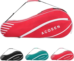 ACOSEN Tennis Bag 3 Racquet - Lightweight Tennis Bags for Women and Men, Tennis Racquet Cover Bag with Protective Pad for Professional or Beginner Tennis Players (Red)