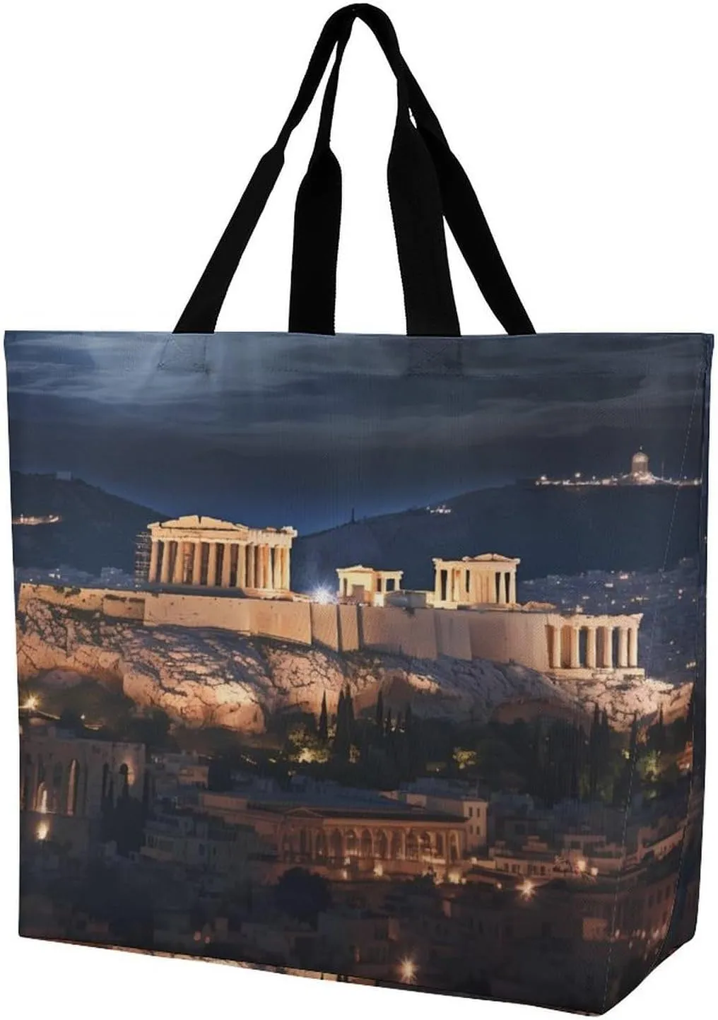 Acropolis Of Athens Shoulder Bag Large Capacity Shopping Bag Washable Grocery Bag Handbag for Women Men