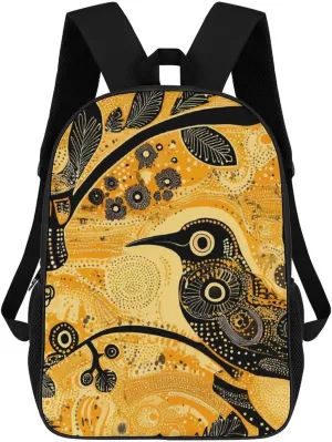 African Aboriginal Bird 17 Inches Travel Backpacks Funny Shoulder Bag Lightweight Daypack