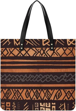 African Mud Cloth Tribal Large Leather Handbags Women Fashion Handbag Multifunctional Travel Bag It Is A Great Gift for Mothers, Teachers, Friends, Bridesmaids