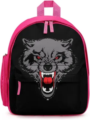 Aggressiveness of Wolf Simple Backpack Lightweight Cute Printing Shoulder Bag Family Travel Pink-style