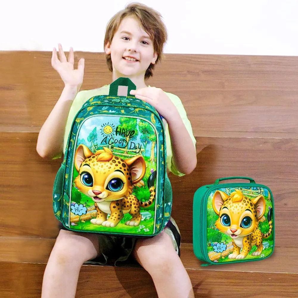 AGSDON 3PCS Backpack for Boys, Toddler Backpacks for Kids with Lunch Box, Water Resistant Bookbag for Elementary Preschool