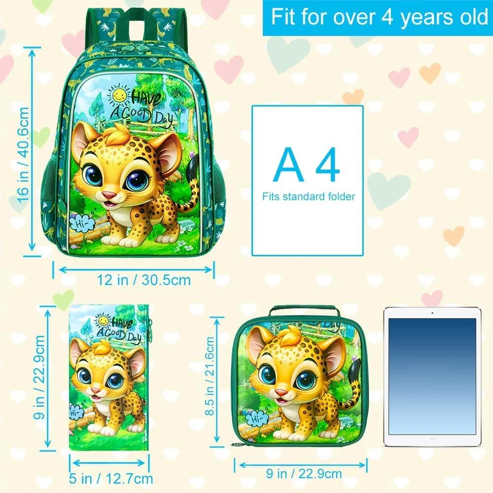 AGSDON 3PCS Backpack for Boys, Toddler Backpacks for Kids with Lunch Box, Water Resistant Bookbag for Elementary Preschool