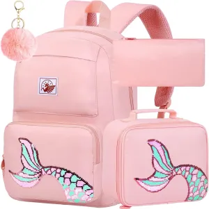 AGSDON 3PCS Backpack for Girls Set, Laptop College School Bookbag and lunch bog, Water Resistant Backpacks