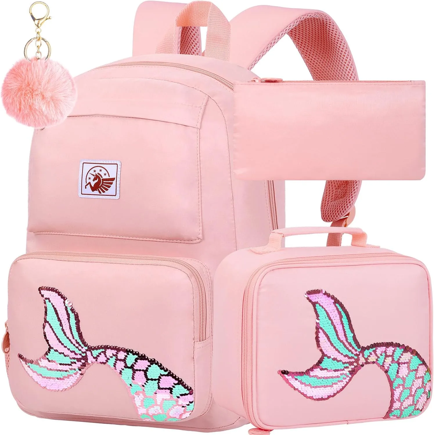 AGSDON 3PCS Backpack for Girls Set, Laptop College School Bookbag and lunch bog, Water Resistant Backpacks