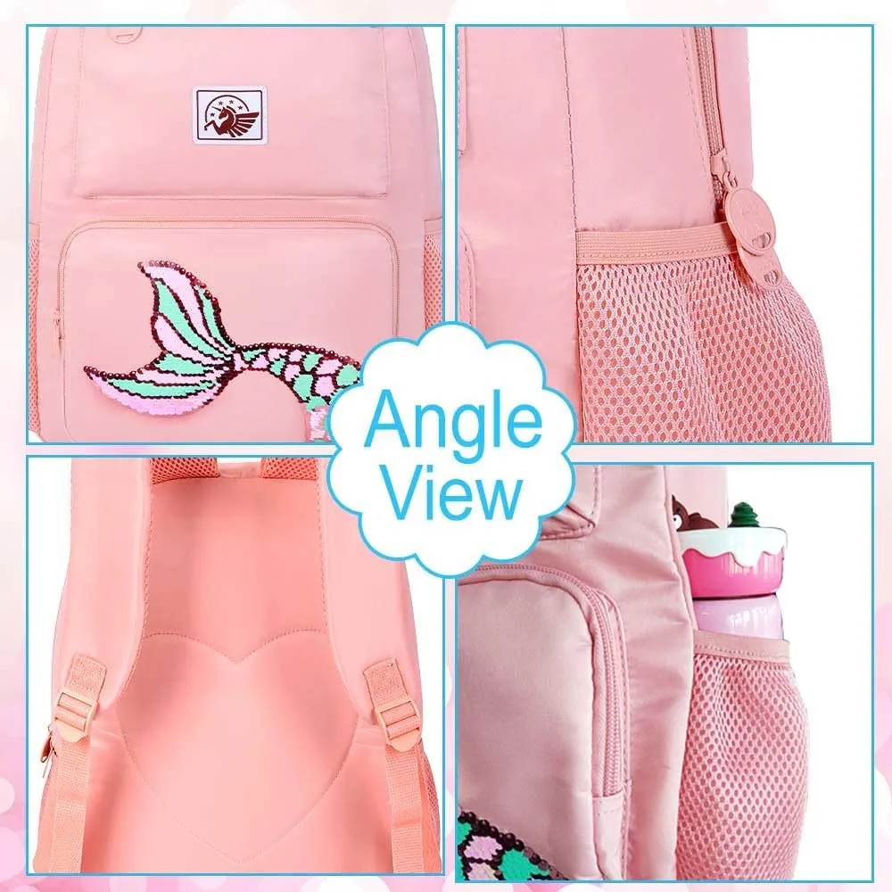 AGSDON 3PCS Backpack for Girls Set, Laptop College School Bookbag and lunch bog, Water Resistant Backpacks