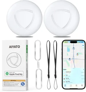 Air Tags-2 Pack, Bluetooth ItemTracker Works with Apple Find My APP (iOS Only, Not for Android), Keys Finder and Item Locator for Luggage, Bags, Suitcases, Replaceable Battery