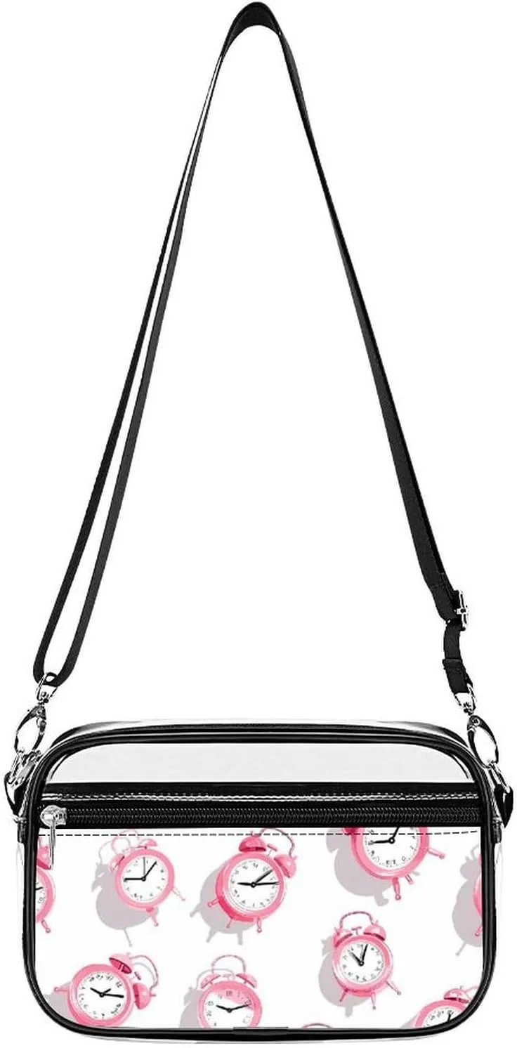 Alarm Cocks Clear Stadium Bag Clear Mini Messenger Bags with 2 Compartments Crossbody Bag