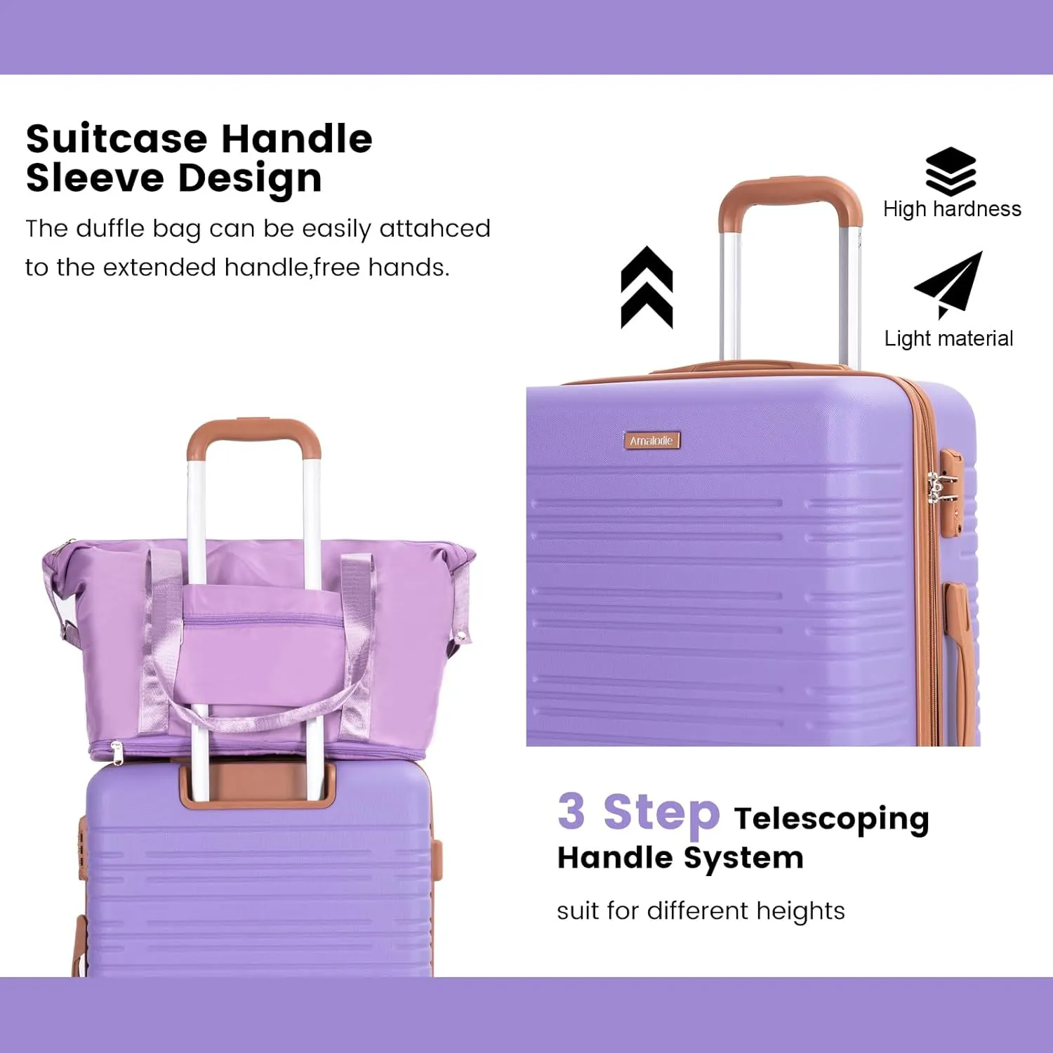 Amalodie Luggage Sets 5 Piece Suitcases with Double Spinner Wheel,Suitcase Set ABS Hard Case Luggage with TSA Lock and Durable Waterproof Travel Luggage