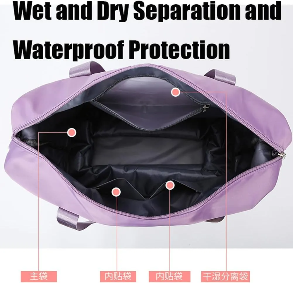 Ambitionous 2025 New Large Capacity Travel Bag - Universal Wheel Removable, Pepepo Travel Bag with Wheels, Foldable Dry Wet Separated Tote Bag with 360 Degrees Silent Universal Wheels (Dark Blue)