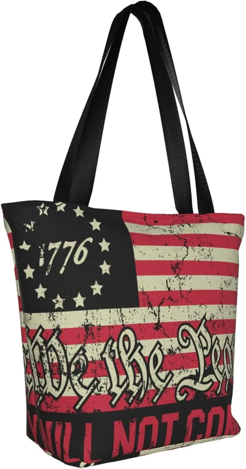 America Independence Day Women's Tote Bag Shoulder Bag Shopping Handbag Large Capacity Handbag With Zipper