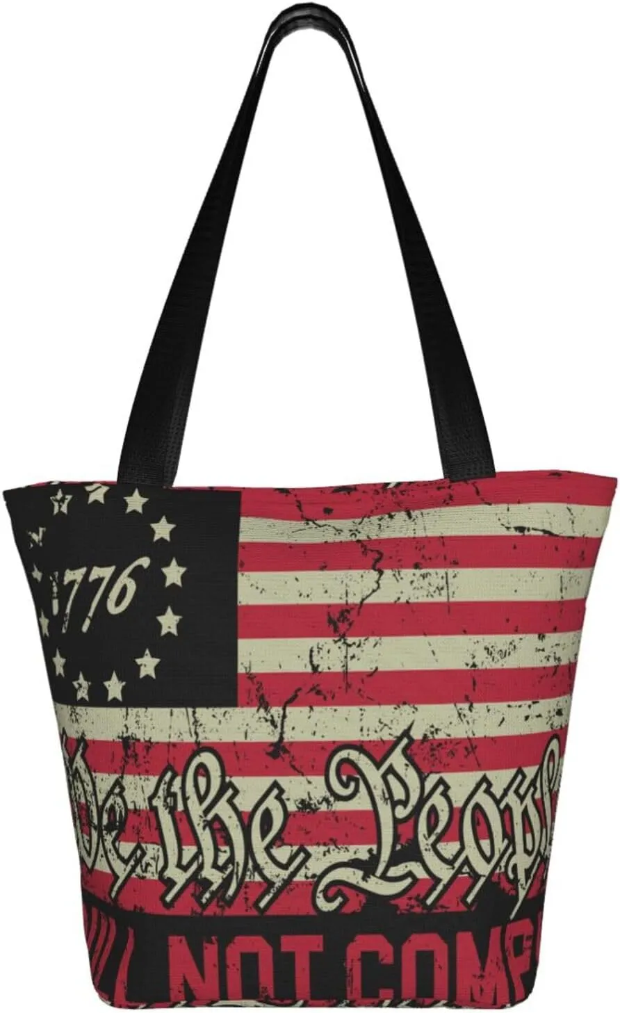 America Independence Day Women's Tote Bag Shoulder Bag Shopping Handbag Large Capacity Handbag With Zipper