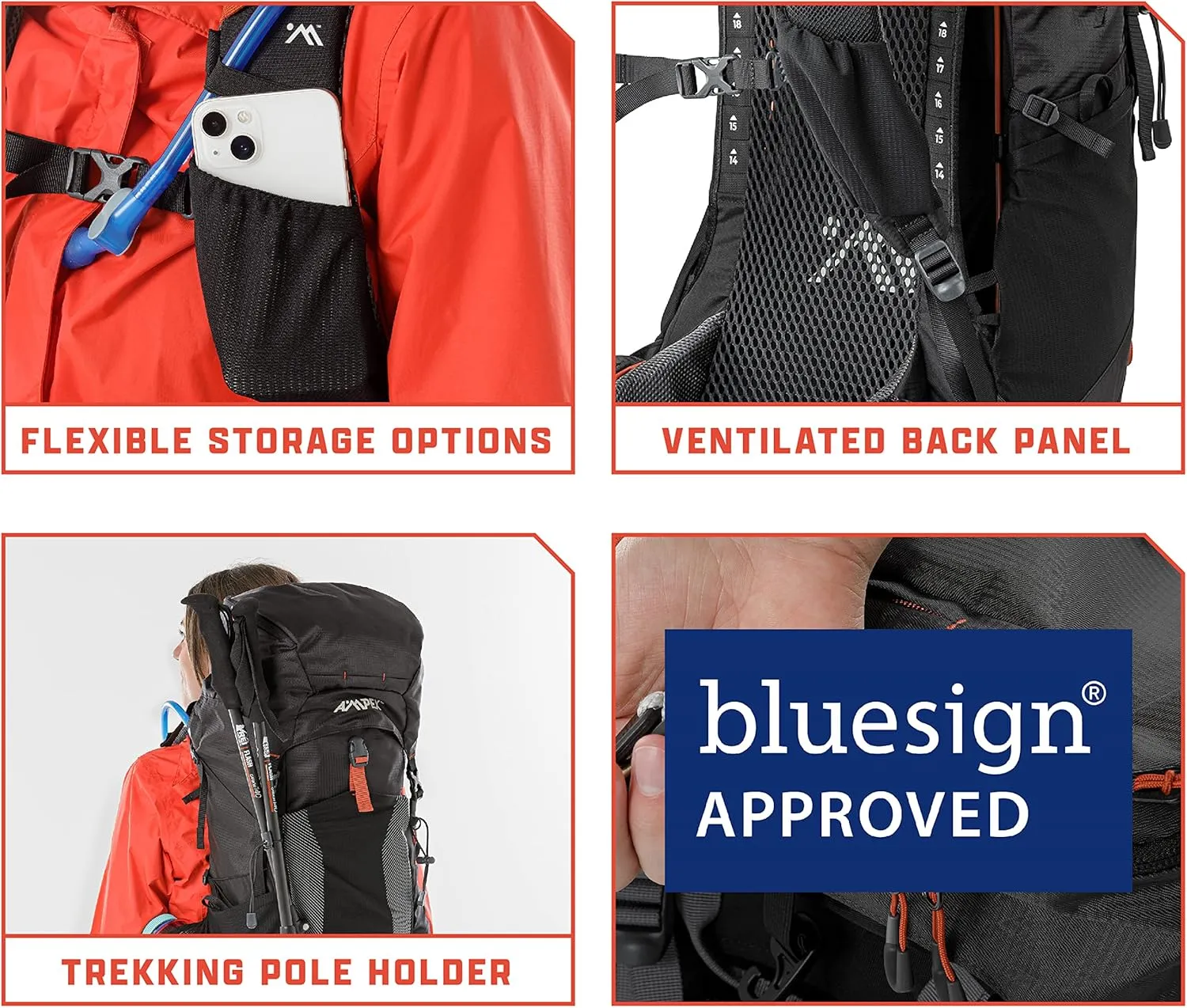 AMPEX Hiking Backpack | Camping Essentials Lightweight Backpack for Men & Women, Travel Bag for Backpacking, Camping, Hunting and More (35 Liter)