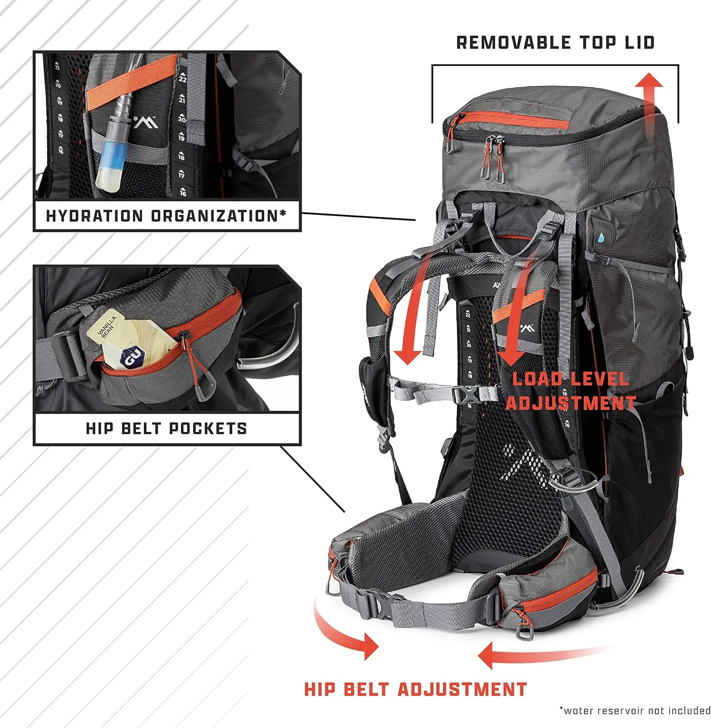 AMPEX Hiking Backpack | Camping Essentials Lightweight Backpack for Men & Women, Travel Bag for Backpacking, Camping, Hunting and More (35 Liter)
