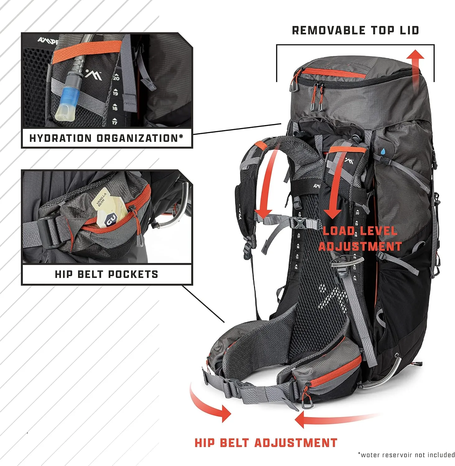 AMPEX Hiking Backpack | Camping Essentials Lightweight Backpack for Men & Women, Travel Bag for Backpacking, Camping, Hunting and More (50 Liter)