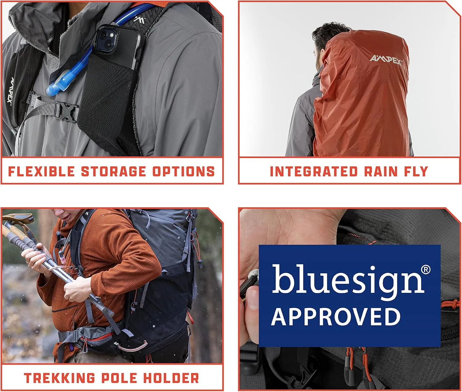 AMPEX Hiking Backpack | Camping Essentials Lightweight Backpack for Men & Women, Travel Bag for Backpacking, Camping, Hunting and More (50 Liter)